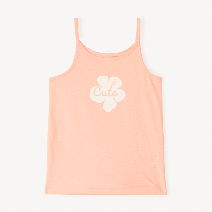 Camiseta sin mangas de jersey con estampado de flores para niña 