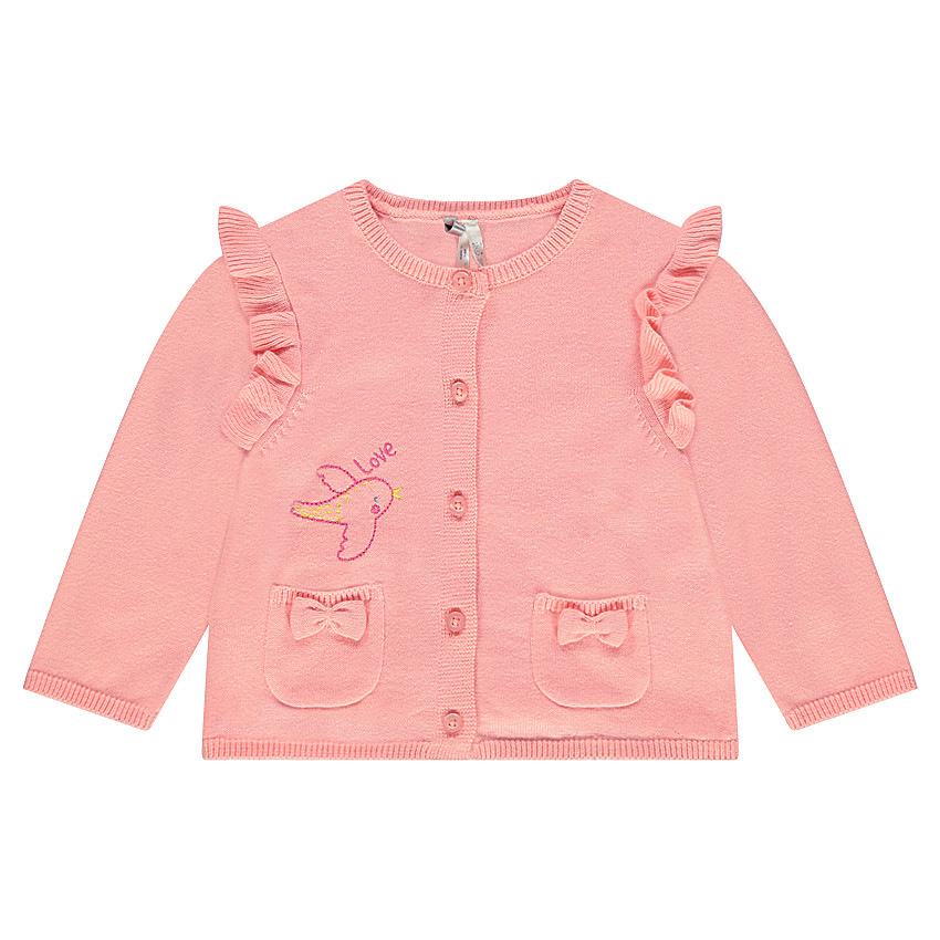 Chaqueta de punto fino con pájaro bordado y mangas con volantes  Additional Chaqueta de punto fino con pájaro bordado y mangas con volantes