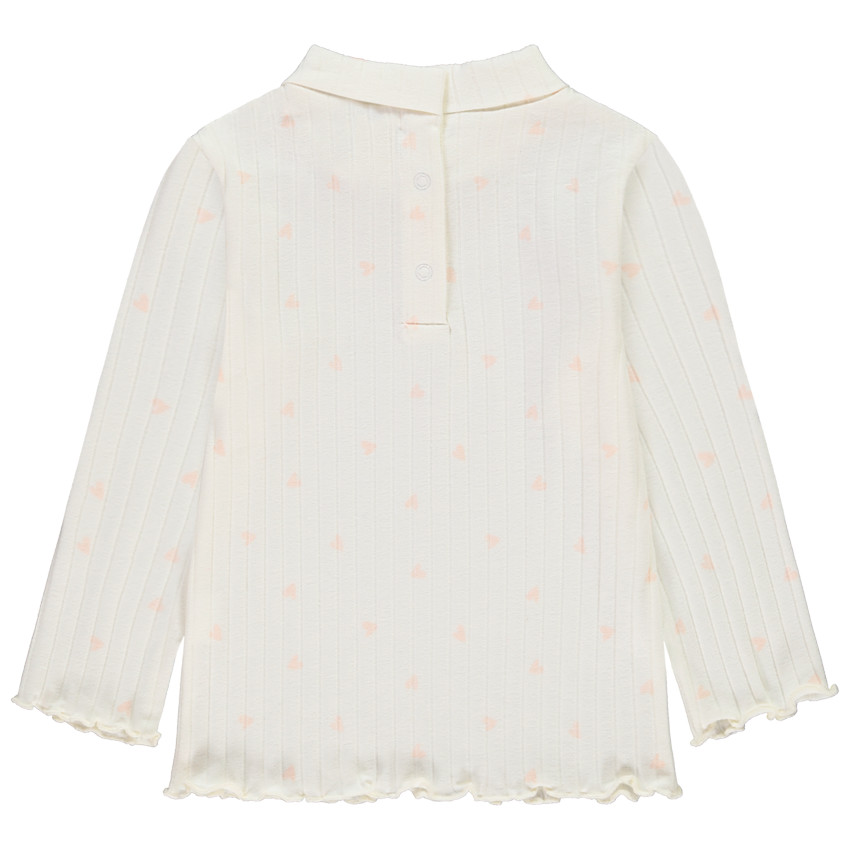 Jersey de bebé niña con cuello alto y estampado de corazones. 