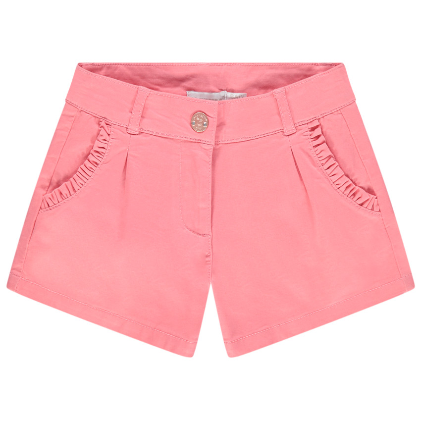 Short de satén de algodón liso con bolsillos de volante  Additional Short de satén de algodón liso con bolsillos de volante