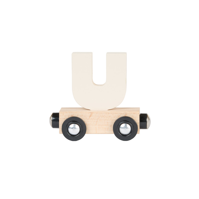 Wagon de madera letra "U" - azul 