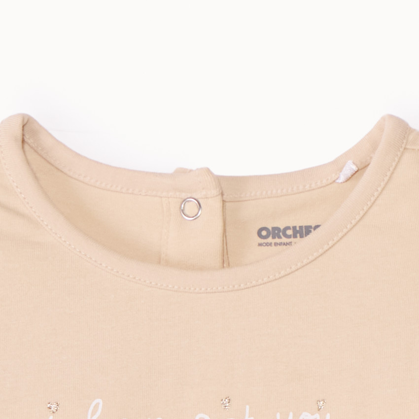 Camiseta de manga larga lisa con estampado fantasía para bebé niña 