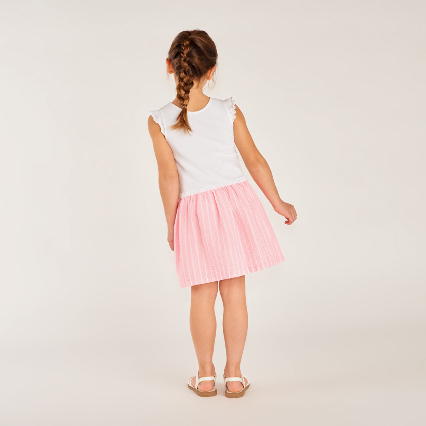 Réplica de vestido 2 en 1 con estampado de limón para niña. 