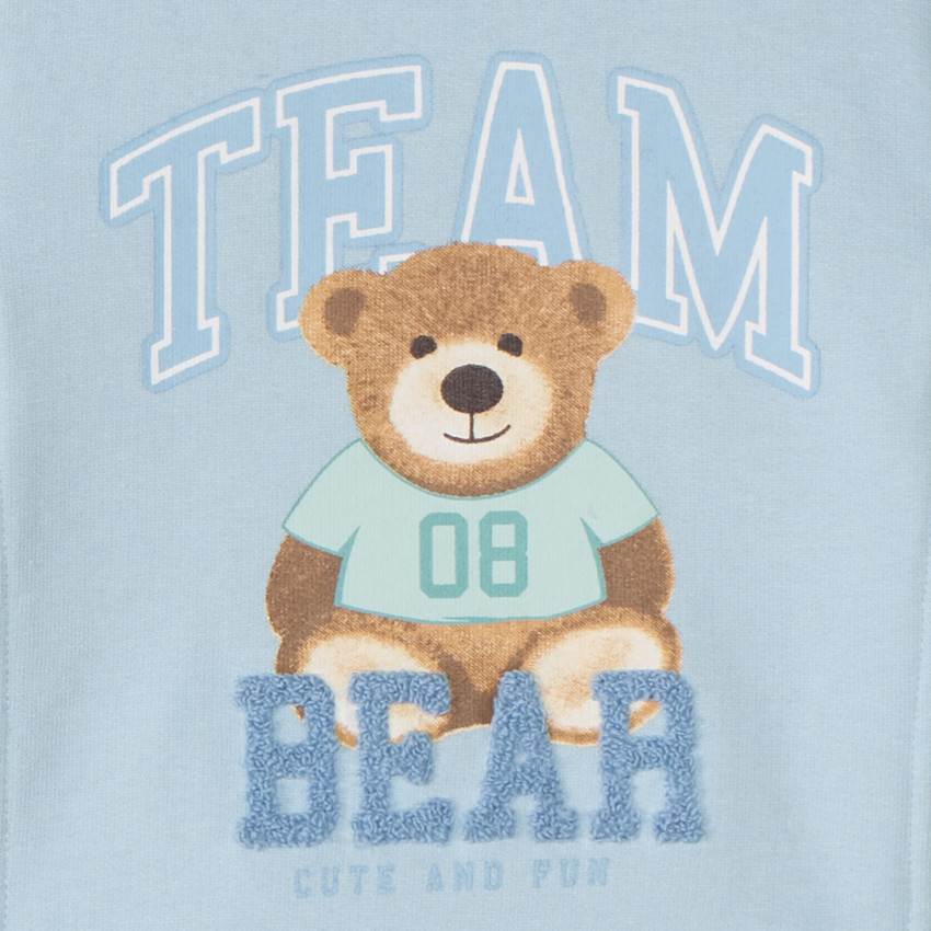 Sudadera de felpa con estampado y parche de bucle para bebé niño. 