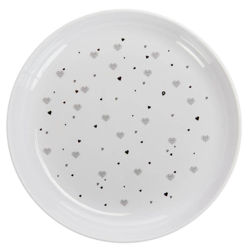 Assiette en mélamine imprimé cœurs rose 