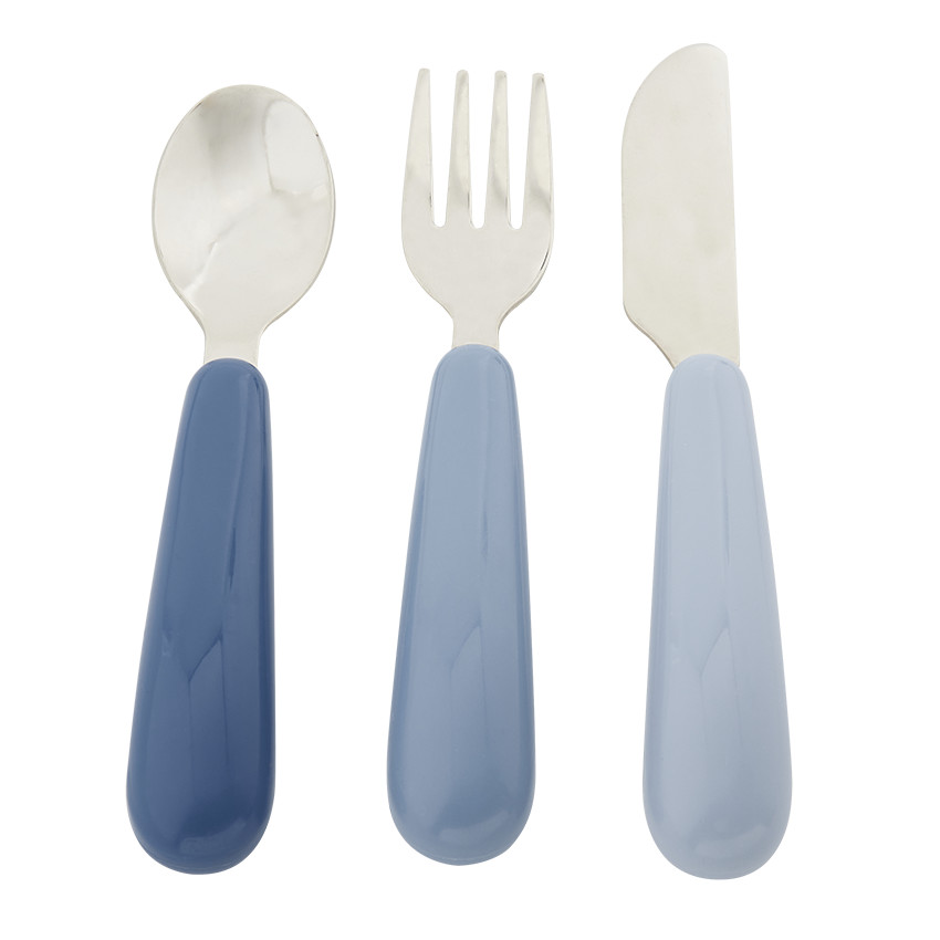 Set de 3 cubiertos Yummix de metal azul 
