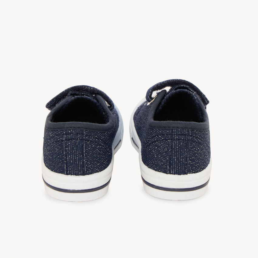 Zapatillas bajas azul brillantes con velcro y cordones para niña 
