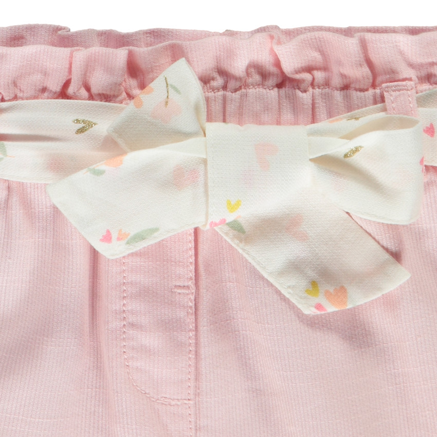 Short de tela armada con cinturón para atar para niña bebé 