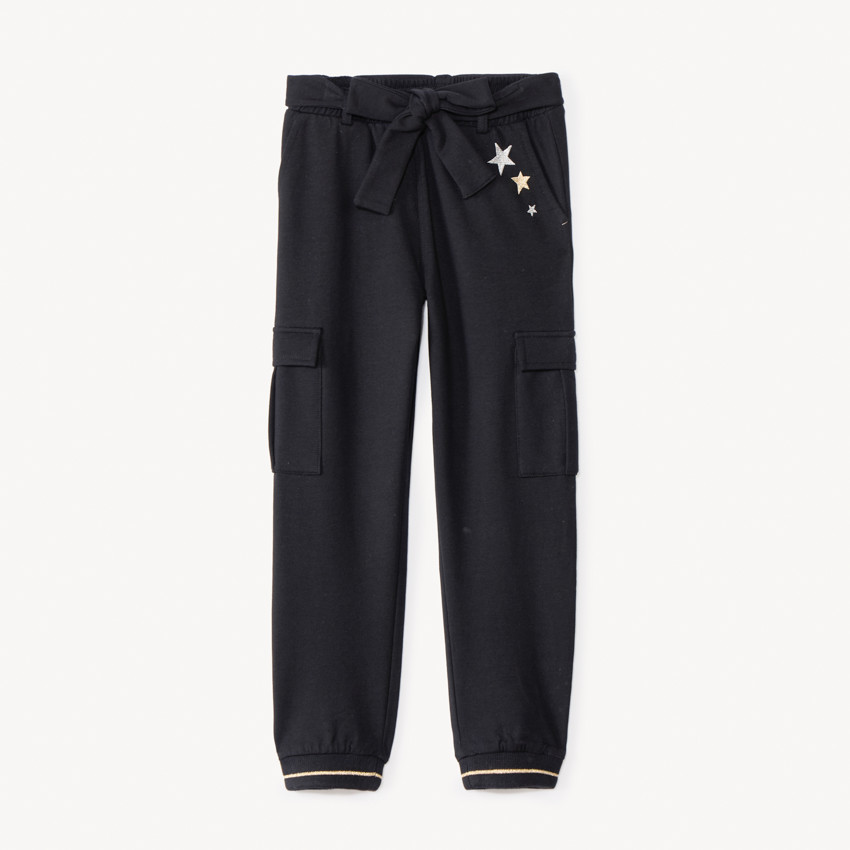Pantalón jogging con cintura elástica y estrellas bordadas para niña 