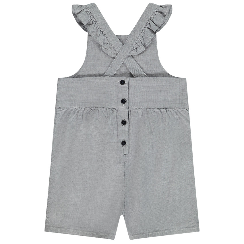 Salopette corta mini cuadros y bordados para niña bebé 
