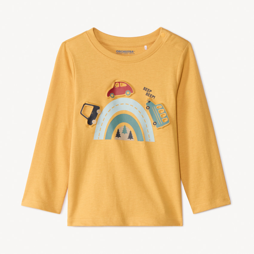 Camiseta de manga larga con estampado en relieve para bebé niño 