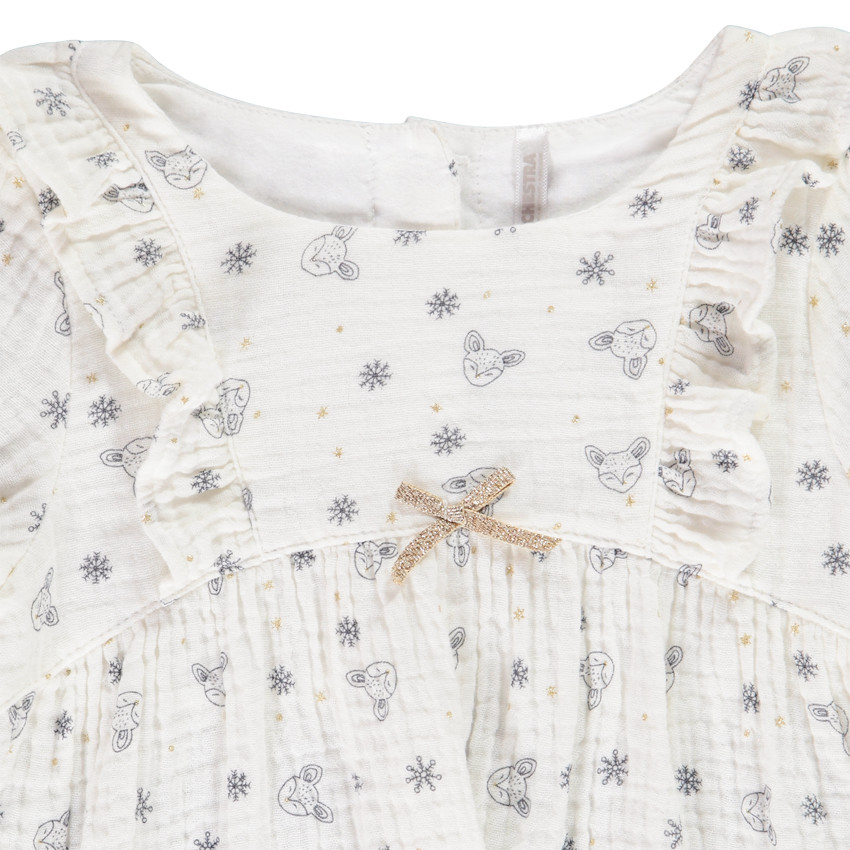 Conjunto de 3 piezas, túnica con estampado de ciervo + chaleco+ malla para bebé niña Main Conjunto de 3 piezas, túnica con estampado de ciervo + chaleco+ malla para bebé niña