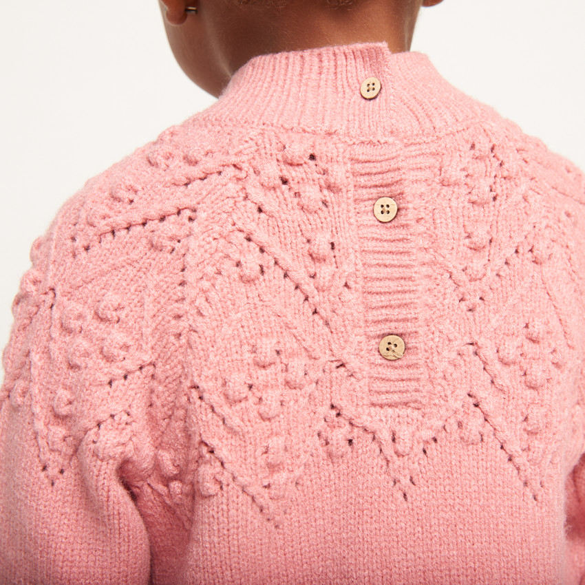 Vestido de manga larga de punto liso para bebé niña 