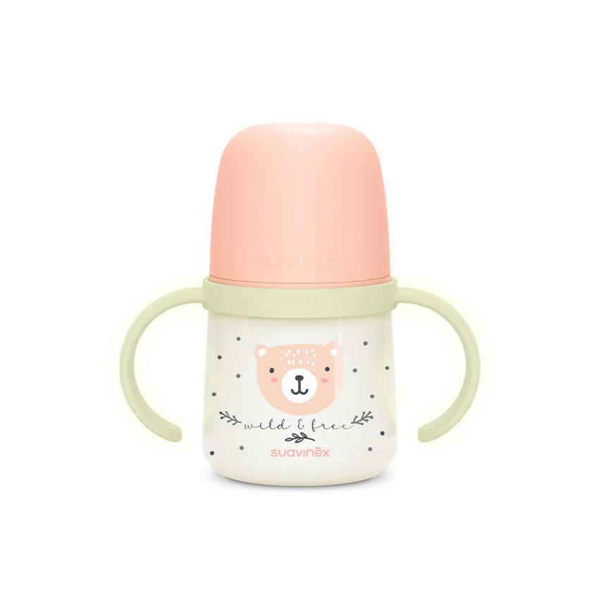 Biberón con asas 150ml Wild&Free día/noche rosa 