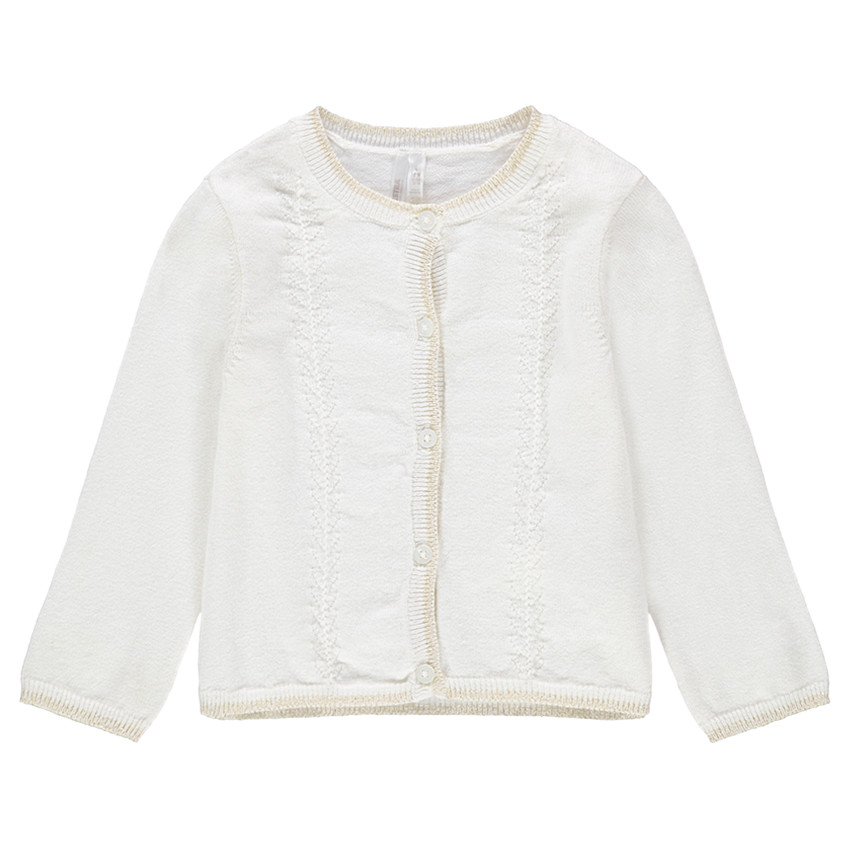 Chaqueta de punto crudo con toques dorado 