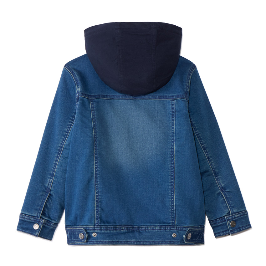 Chaqueta efecto denim con forro de felpa y capucha niño 