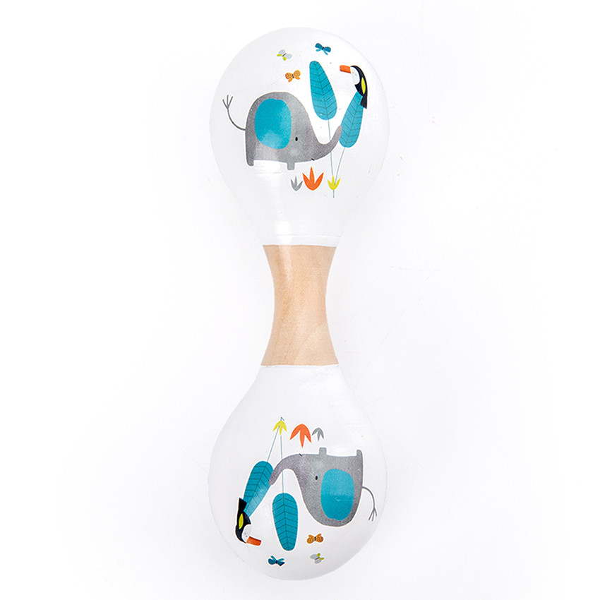 Maraca doble pequeña de madera Crazy Jungle - Blanco Main Maraca doble pequeña de madera Crazy Jungle - Blanco