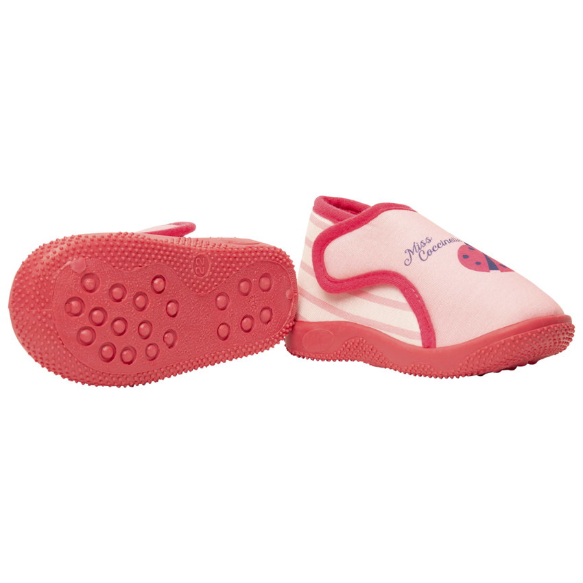 Patucos tipo bota con estampado de mariquita y cierre de velcro para bebé niña 