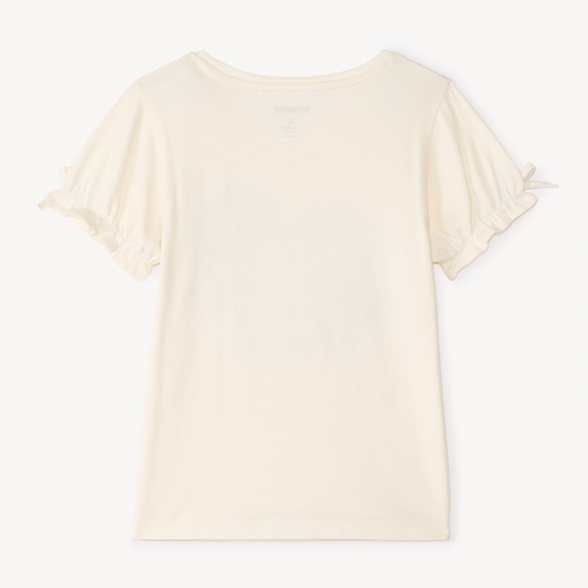 Camiseta de manga corta con nudos y bordados para niña 