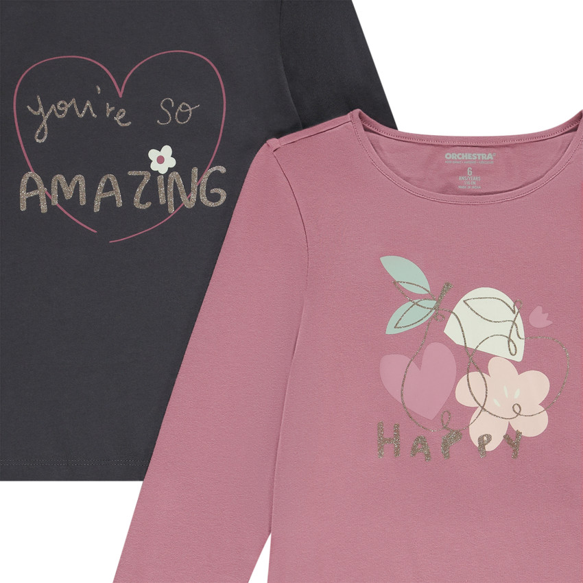 Lote de 4 camisetas de manga larga con estampado para niña 