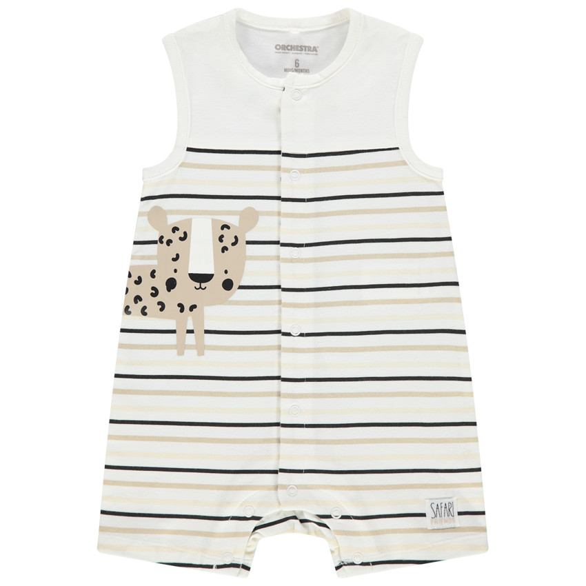 Mono corto de algodón ecológico con animales estampados all over 