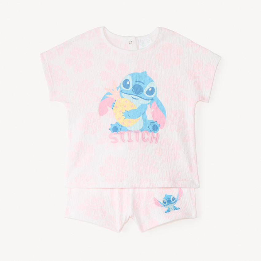 Conjunto de dos piezas de camiseta corta + short Stitch de Disney para niña bebé 