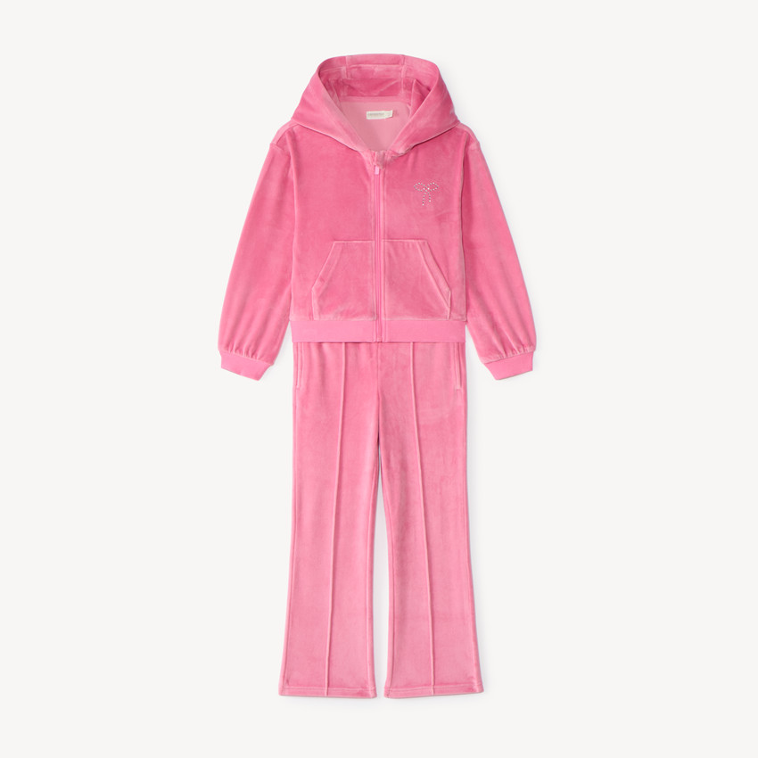 Conjunto de chaleco con capucha y pantalón de chándal de terciopelo niña 