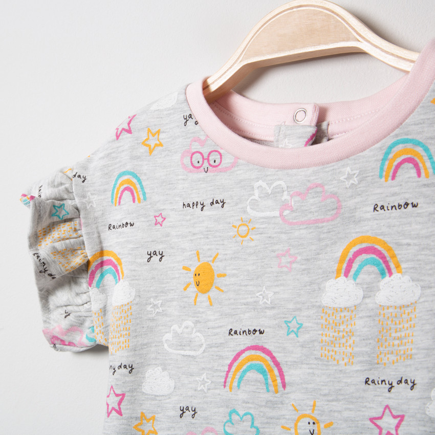 Vestido copn efecto 2 en 1 de colores y tul 