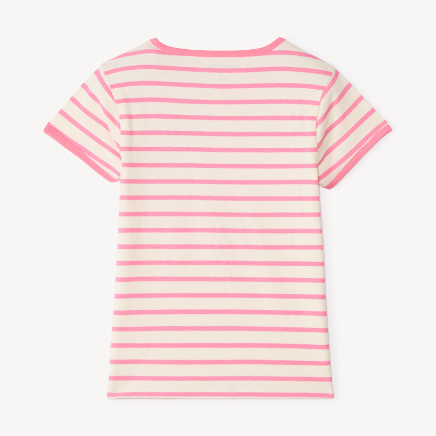 Camiseta de manga corta a rayas con estampado de cereza para niña. 