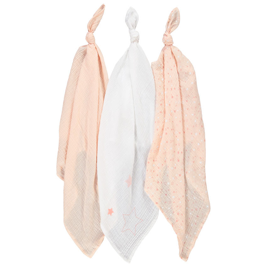 Pack de 3 muselinas de gasa de algodón con estampado de estrellas 