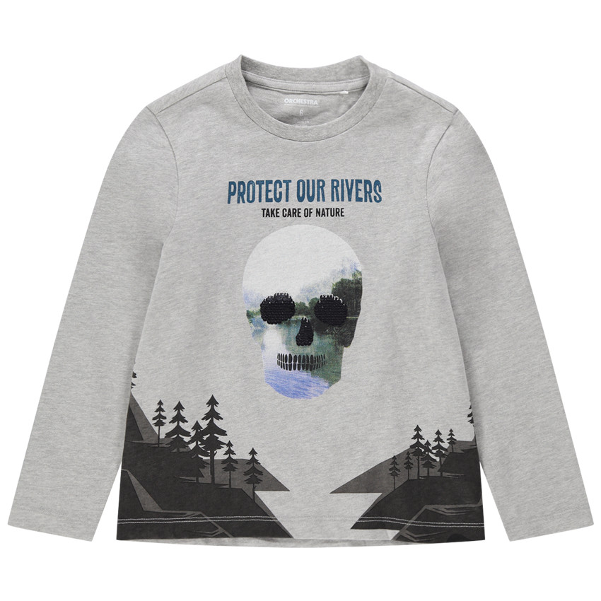 Camiseta de manga larga de punto con calavera con lentejuelas mágicas  Additional Camiseta de manga larga de punto con calavera con lentejuelas mágicas