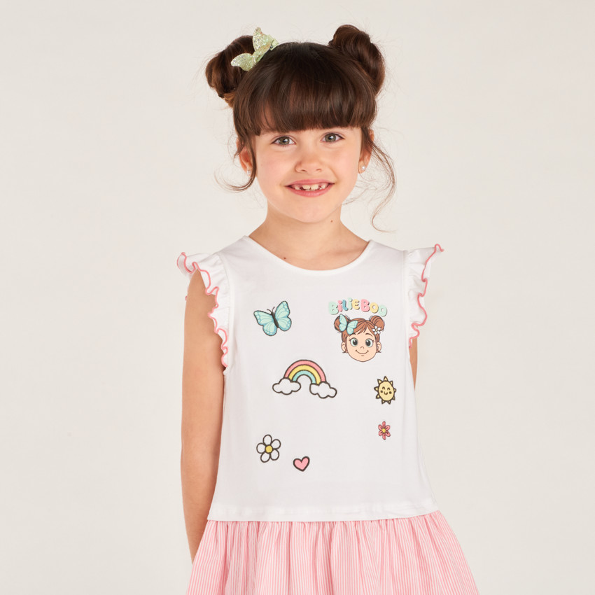 Vestido 2 en 1 con bordado Bilie Boo para niña 
