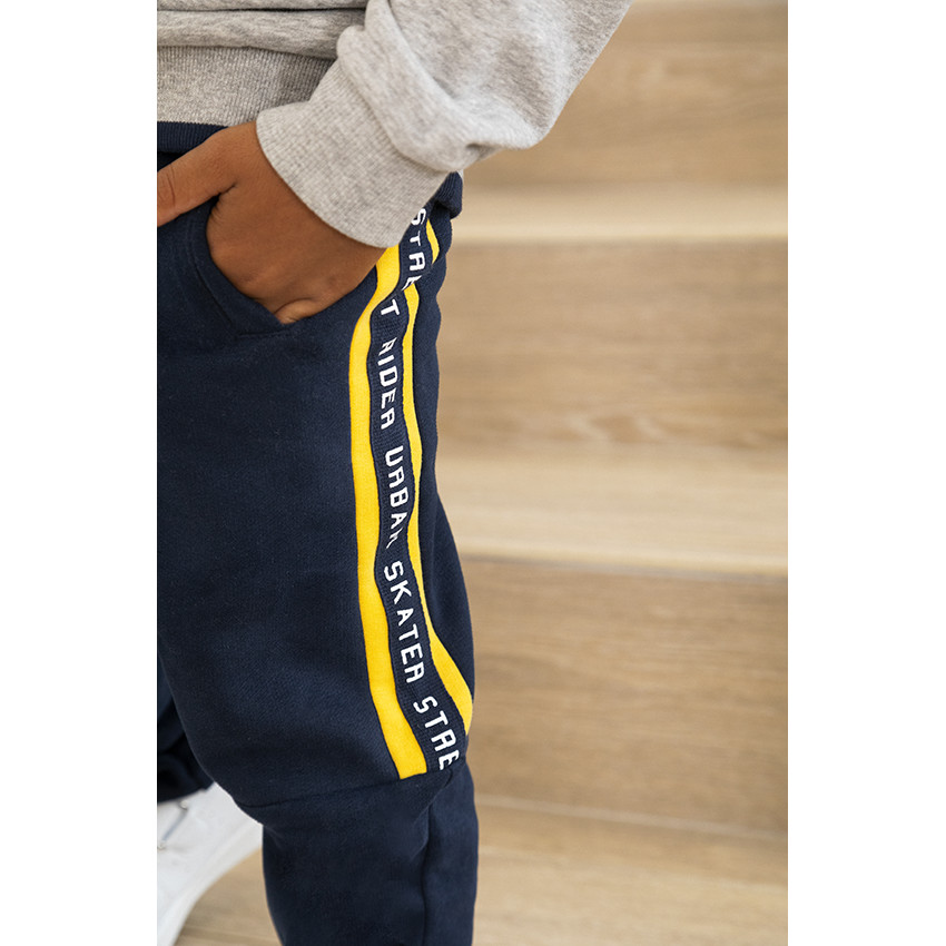 Conjunto de sudadera color block + pantalón de chándal con bandas para niño 