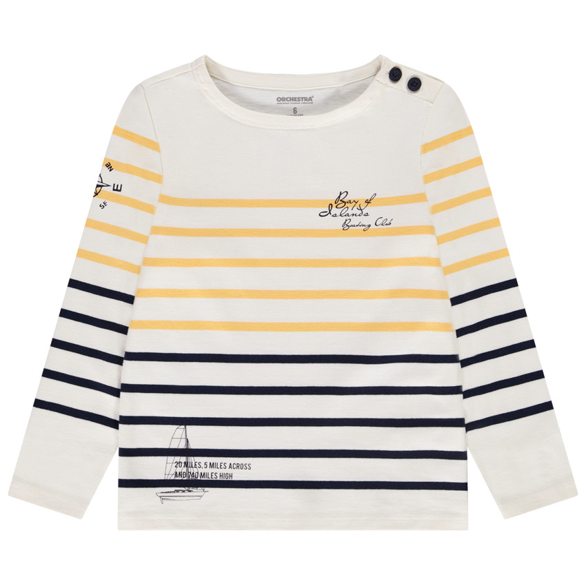 Camiseta marinera de punto grueso para niño con estampado de colocación 