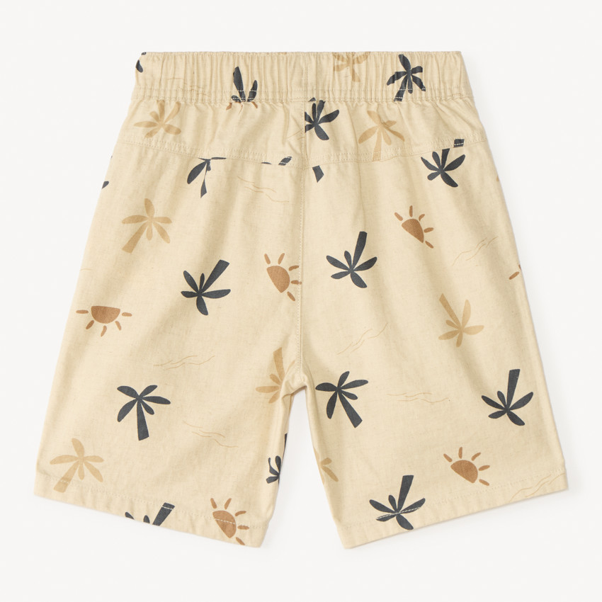 Bermudas de tela con estampado de sol y palmeras para niño 