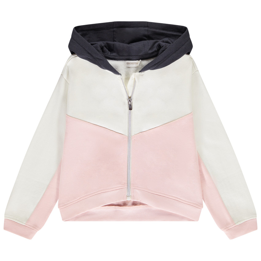 Chaleco de felpa efecto colorblock con capucha niña 