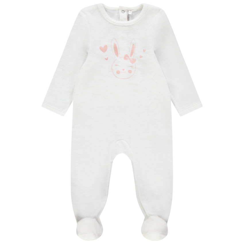 Pelele de terciopelo estampado conejito y corazones Main Pelele de terciopelo estampado conejito y corazones