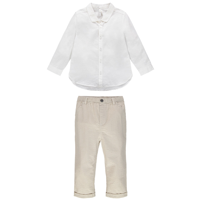 Conjunto de camisa lisa y pantalón de algodón 