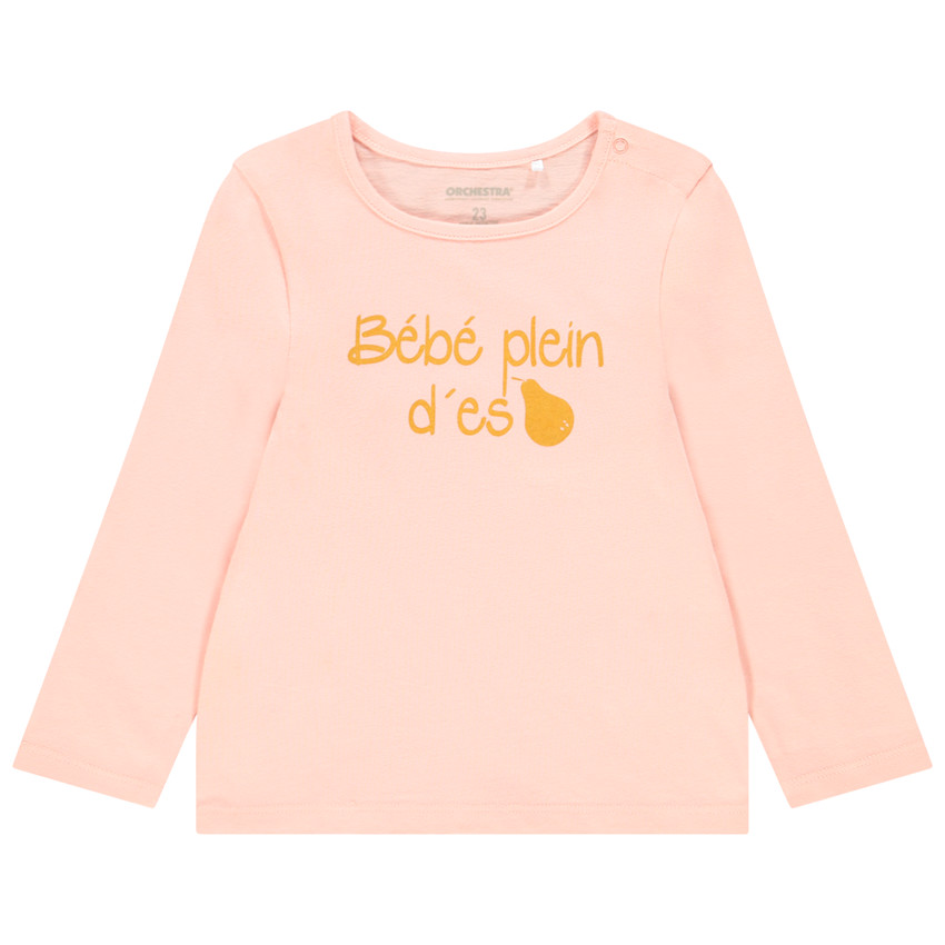 Camiseta de manga larga de algodón con mensaje para bebé niña 