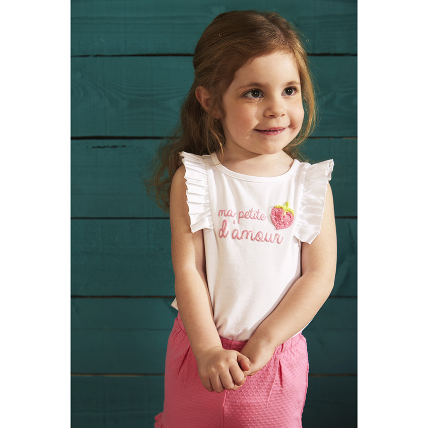 Conjunto corto con short efecto arrugado para bebé niña 