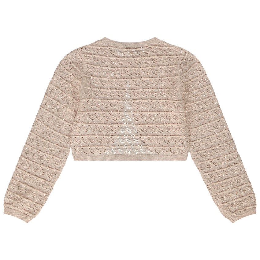 Chaleco bolero de punto calado y brillante para niña 