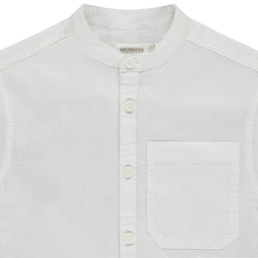 Camisa manga corta lisa con cuello mao para niño 