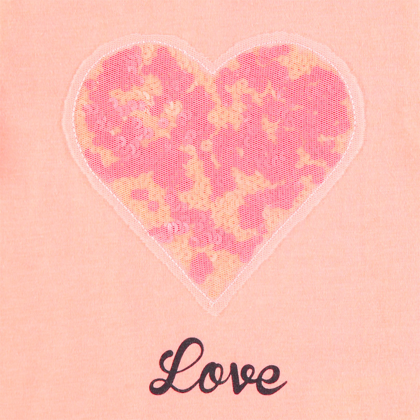 Camiseta de manga larga con corazones de lentejuelas 