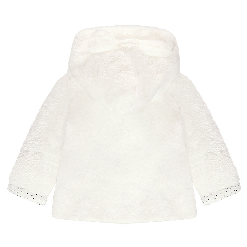 Chaqueta de borreguito con capucha y forro de punto con estampado all-over 