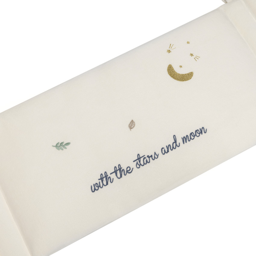 Protector de cuna de 3 paneles en terciopelo Little Deer crudo 