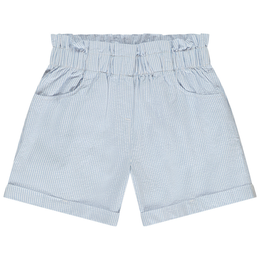 Short acampanado de seersucker a rayas para niña 