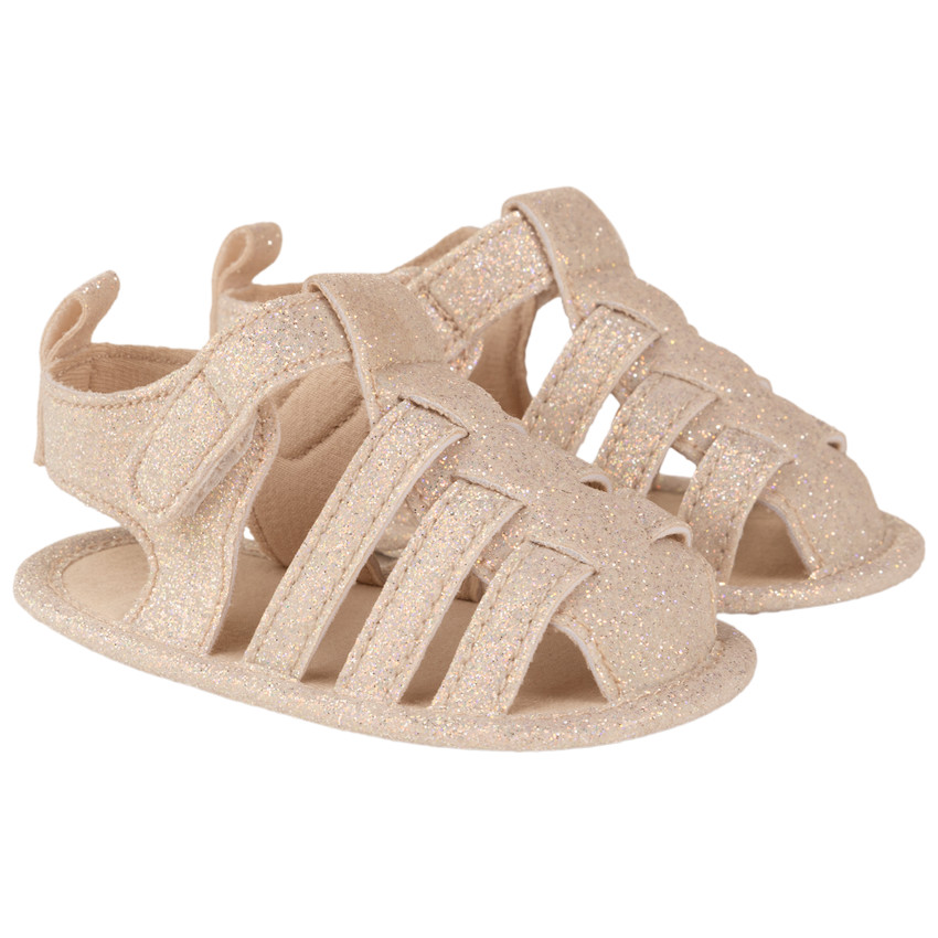 Sandalias cerradas y brillantes con velcro para niña 