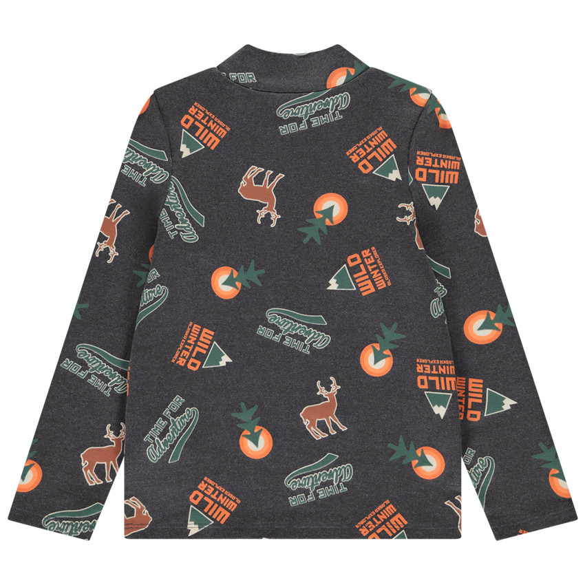 Camiseta de cuello chimenea estampada de fantasía para niño 