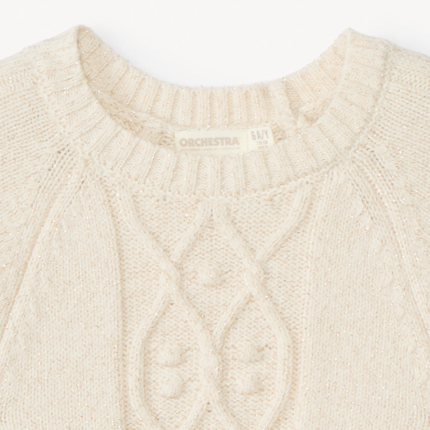 Suéter de punto con trenzas y detalles de lurex brillante para niña 