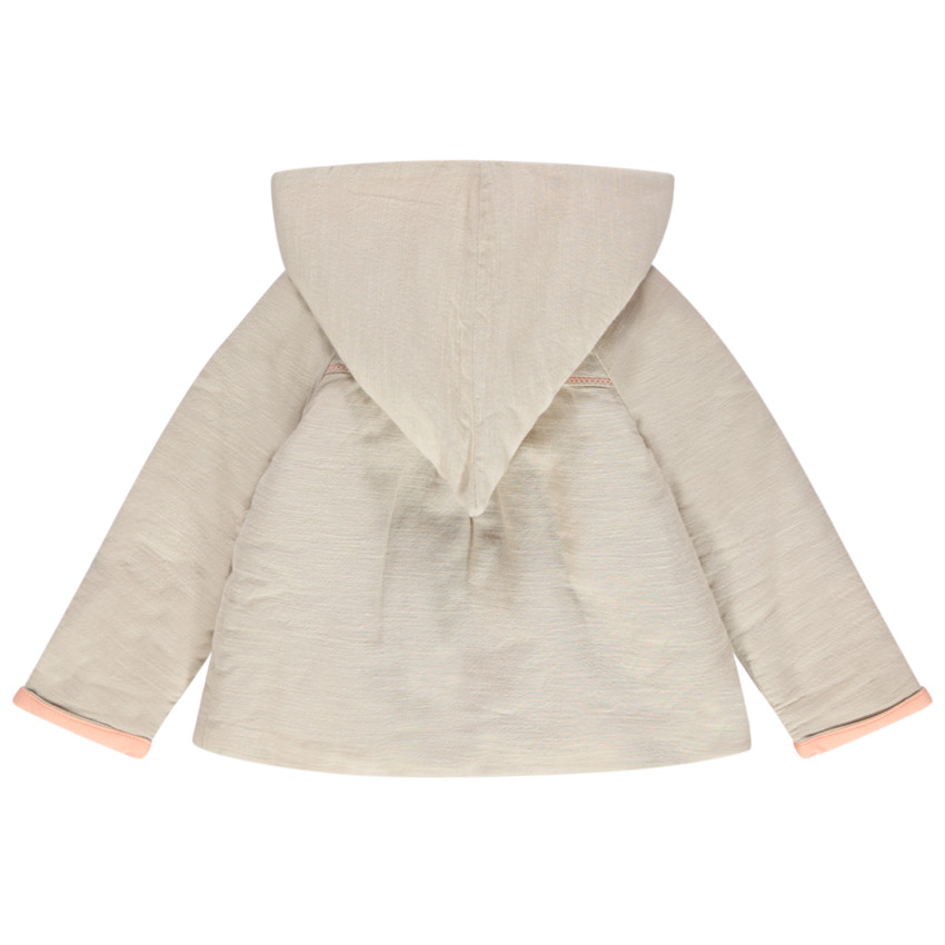 Manteau en coton à capuche pointue et faon brodé 